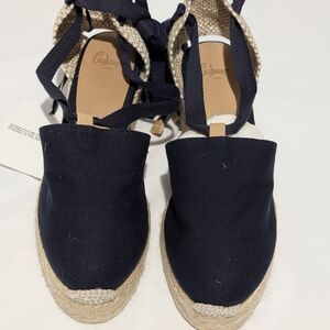 Castañer Black Canvas Wedge Sandals - Size 39 - NWT